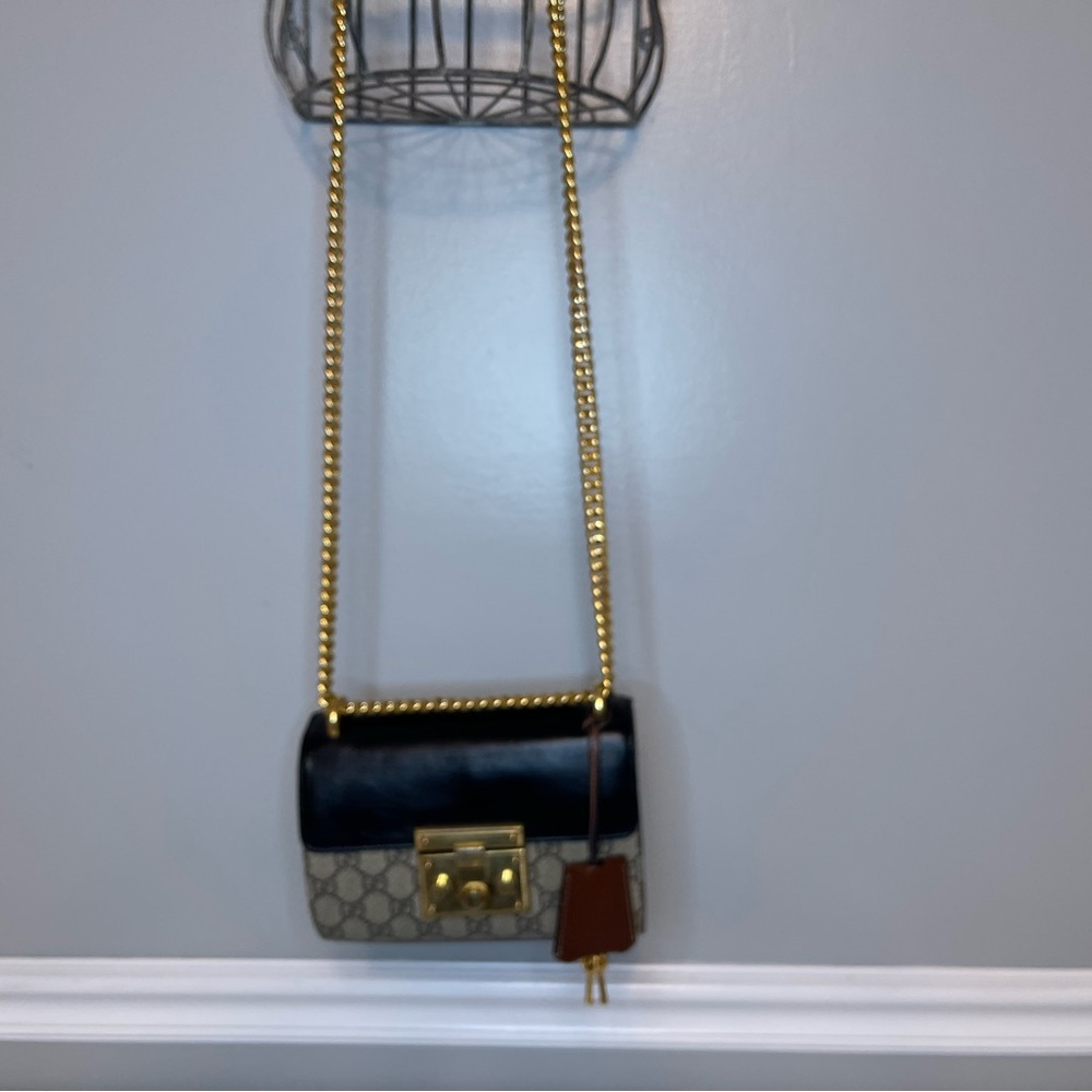 Gucci - GG PADLOCK Supreme SMALL SHOULDER Crossbody with COA Black Biege - Picture 10 of 16